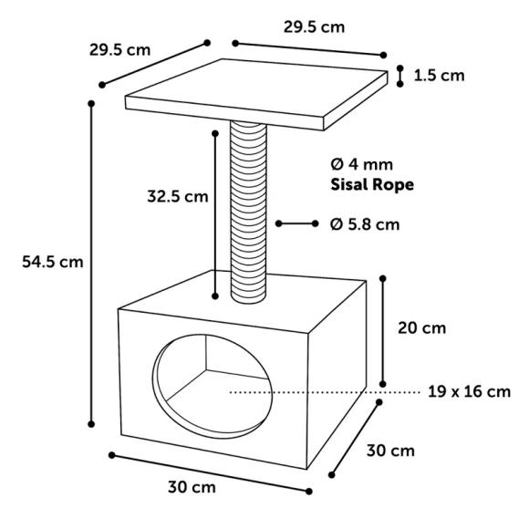 Kradsetræ Sassière til katte 55 cm med hule og platform