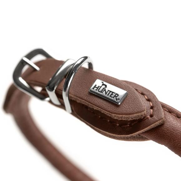 HUNTER Round & Soft Okselæder Halsbånd, brun