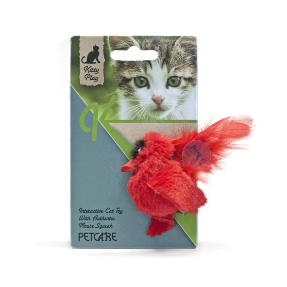 Kattelegetøj "Squeaking red bird"