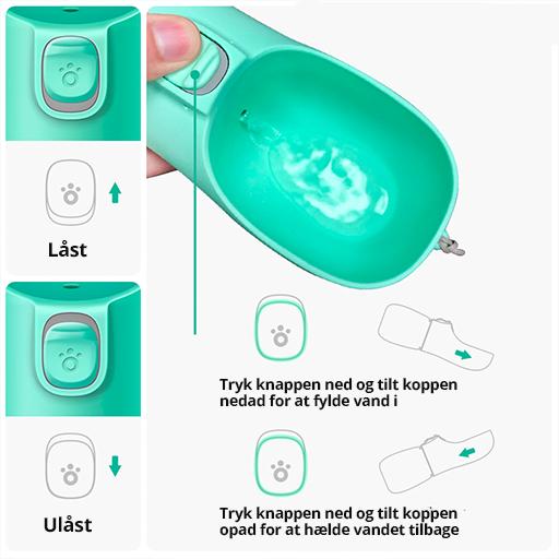 Vandflaske / drikkedunk til hund - 550ml