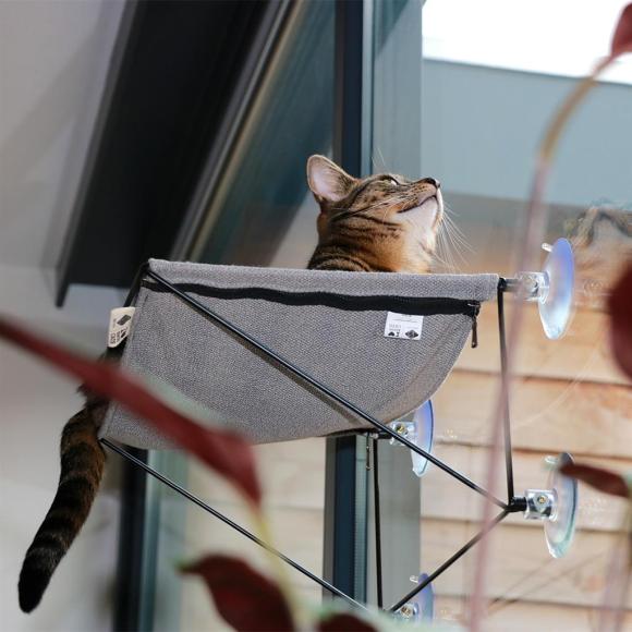 Vindues hængekøje til kat - 45 cm, grå