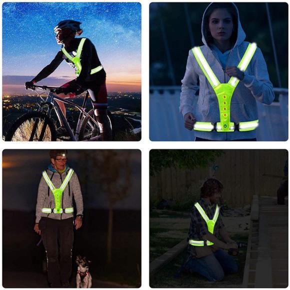 Refleksvest med hvidt/rødt LED lys