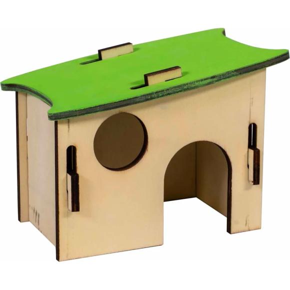 Byg-selv træhus til mus, hamster eller ørkenrotter - 14x9x10cm Byg-selv træhus til mus, hamster eller ørkenrotter - 14x9x10cm