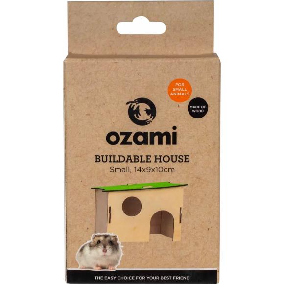 Byg-selv træhus til mus, hamster eller ørkenrotter - 14x9x10cm Byg-selv træhus til mus, hamster eller ørkenrotter - 14x9x10cm
