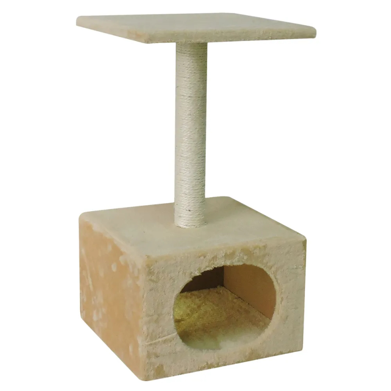 Kradsetræ m hule og platform (30×30×55 cm) Grå eller beige