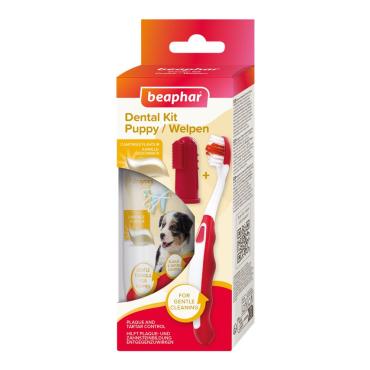 Tandbørstesæt til hvalp – Tandbørste, fingertandbørste & tandpasta