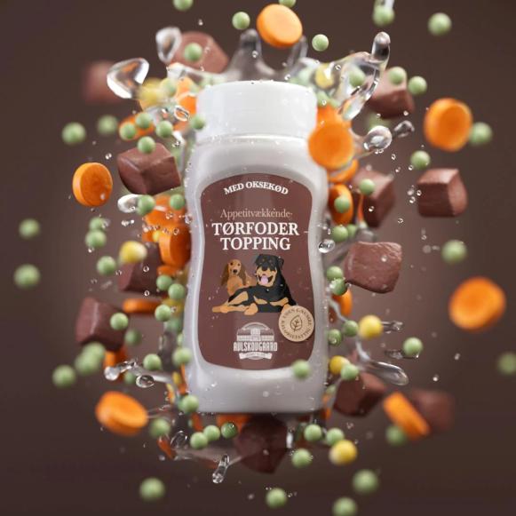 Tørfoder topping med okse til hund