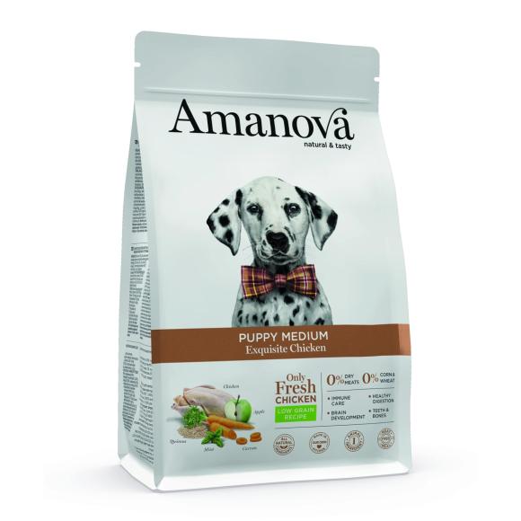 Amanova Kylling - Hvalpefoder til mellemstore hunde - 12 kg