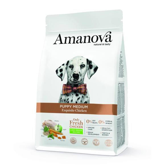 Amanova Kylling - Hvalpefoder til mellemstore hunde - 12 kg