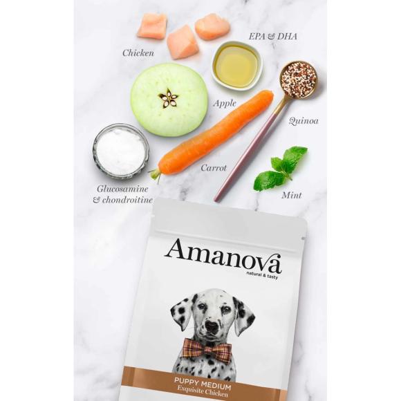 Amanova Kylling - Hvalpefoder til mellemstore hunde - 12 kg