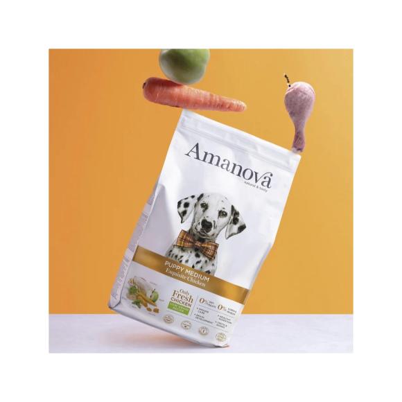 Amanova Kylling - Hvalpefoder til mellemstore hunde - 12 kg
