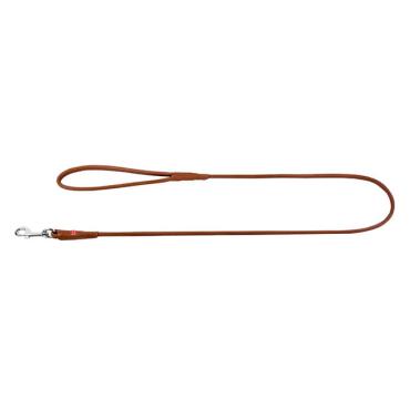 Rundsyet førerline i læder, brun – 122 cm 6/10 mm