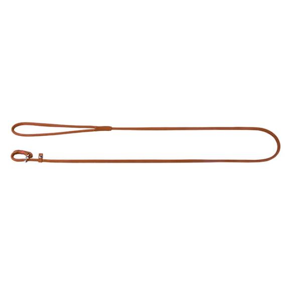 Rundsyet retrieverline i læder, brun – 135 cm/6 mm