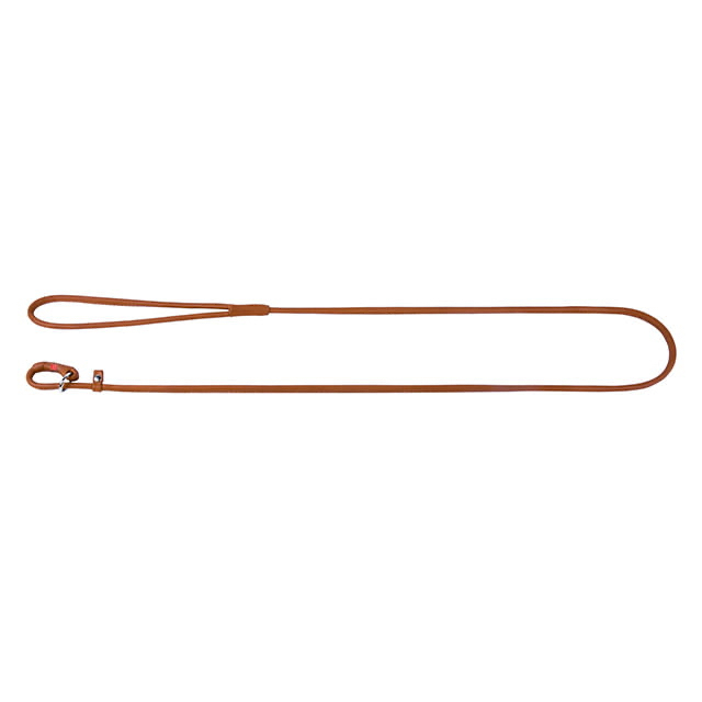 Rundsyet retrieverline i læder, brun 135 cm/6 mm